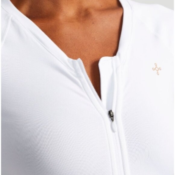 Tommie Cooper Full Back Support Shirt White Long Sleeve Front Zip In Size S - Picture 3 of 13